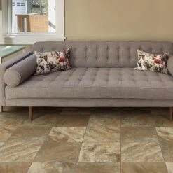 Congoleum ArmorCore Valley Path 12-ft W Cut-to-Length Sandy Brown Stone Look Low-Gloss Finish Sheet Vinyl