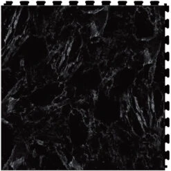 Perfection Floor Tile Gemstone Collection Black Marble/Satin 20-in X 20-in Water Resistant Interlocking Luxury Flooring (16.7-sq Ft)