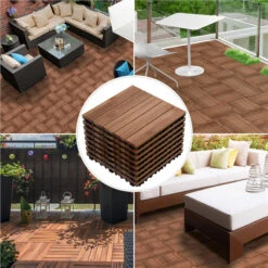 Topeakmart 12''x12''Interlocking Wood Flooring Tiles Indoor & Outdoor For Patio Garden Deck Poolside Pack Of 27 Natural Wood -Floor Promotion Store 05a82e07 d392 47fc 890e 4eabd15836c8 1.1a0976c6778fbbead6304d300ca1ed90 1800x1800