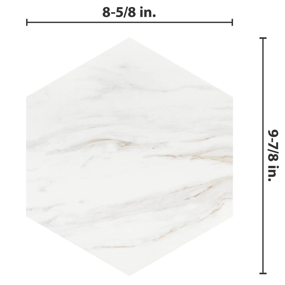 Merola Tile Eterno Carrara Hex 8-5/8 In. X 9-7/8 In. Porcelain Floor And Wall Tile (11.56 Sq. Ft. / Case) 3 Merola Tile Eterno Carrara Hex 8-5/8 In. X 9-7/8 In. Porcelain Floor And Wall Tile (11.56 Sq. Ft. / Case) - Image 3