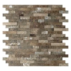 Inoxia SpeedTiles Bengal Brown 11.77 In. X 11.57 In. X 8 Mm Stone Self-Adhesive Wall Mosaic Tile (11.4 Sq. Ft. / Case)
