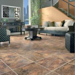 Congoleum DuraStone Sierra Slate 10-Piece 16-in X 16-in Groutable Terra Slate Glue (Adhesive) Luxury Vinyl Tile
