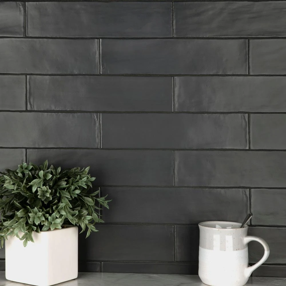 Merola Tile Chester Matte Nero 3 In. X 12 In. Ceramic Wall Subway Tile (5.93 Sq. Ft. / Case) 2 Merola Tile Chester Matte Nero 3 In. X 12 In. Ceramic Wall Subway Tile (5.93 Sq. Ft. / Case) - Image 2