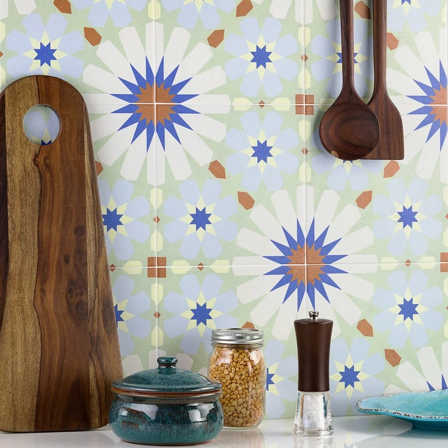 Uffizi Multicolored Encaustic 9x9 Glazed Porcelain Tile 2 Uffizi Multicolored Encaustic 9x9 Glazed Porcelain Tile - Image 2