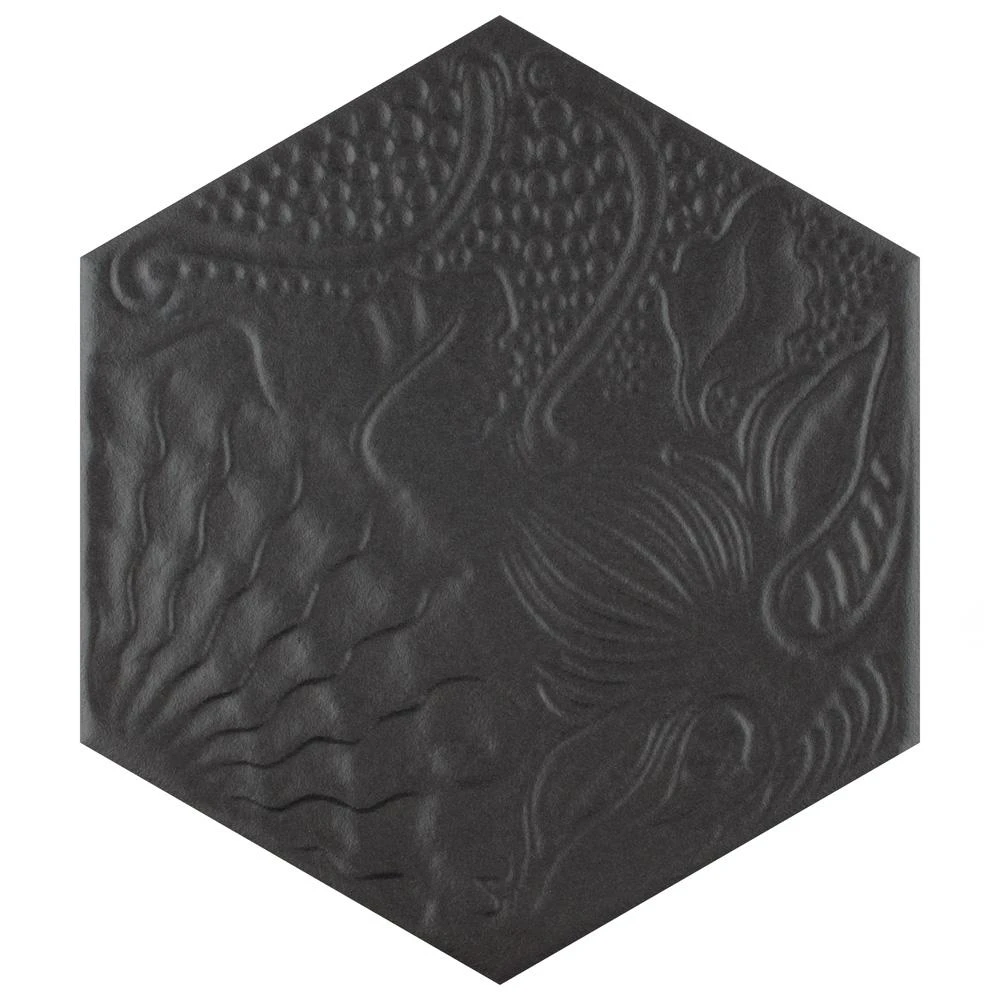 Merola Tile Gaudi Hex Black 8-5/8 In. X 9-7/8 In. Porcelain Floor And Wall Tile (11.56 Sq. Ft. / Case) 9 Merola Tile Gaudi Hex Black 8-5/8 In. X 9-7/8 In. Porcelain Floor And Wall Tile (11.56 Sq. Ft. / Case) - Image 9