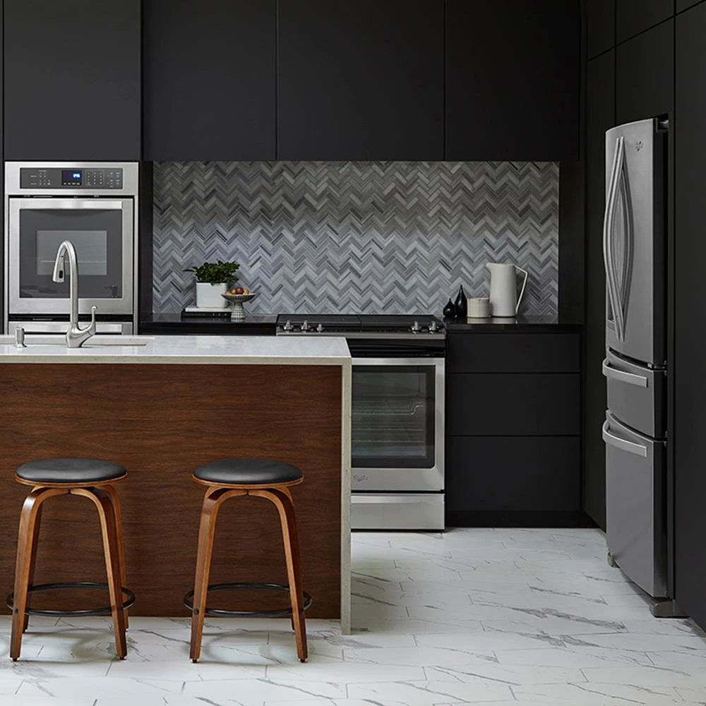 Jeffrey Court Zebra Plains Gray Herringbone 11 In. X 12.75 In. X 10 Mm Polished Marble Mosaic Wall/Floor Tile 4 Jeffrey Court Zebra Plains Gray Herringbone 11 In. X 12.75 In. X 10 Mm Polished Marble Mosaic Wall/Floor Tile - Image 4