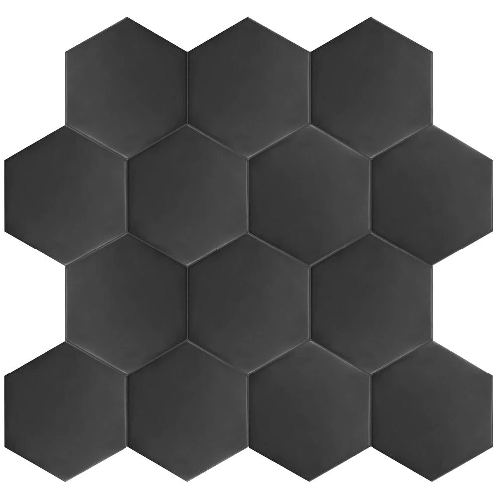 Merola Tile Hexatile Matte Nero 7 In. X 8 In. Porcelain Floor And Wall Tile (7.67 Sq. Ft./case) 7 Merola Tile Hexatile Matte Nero 7 In. X 8 In. Porcelain Floor And Wall Tile (7.67 Sq. Ft./case) - Image 7