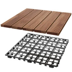 Topeakmart 12''x12''Interlocking Wood Flooring Tiles Indoor & Outdoor For Patio Garden Deck Poolside Pack Of 27 Natural Wood -Floor Promotion Store 0f92ed5b eae0 455c a437 16f9f2030c1a 1.91a7cdbb153a31162558e9005c64d042 1800x1800