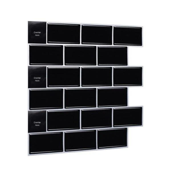 Subway Black 12 In. W X 12 In. H Peel And Stick Decorative Mosaic Wall Tile Backsplash (5 Tiles) 3 Subway Black 12 In. W X 12 In. H Peel And Stick Decorative Mosaic Wall Tile Backsplash (5 Tiles) - Image 3