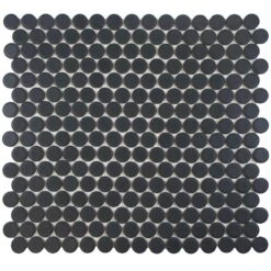 Merola Tile Hudson Penny Round Matte Black 12 In. X 12-5/8 In. X 5 Mm Porcelain Mosaic Tile (10.74 Sq. Ft. / Case)