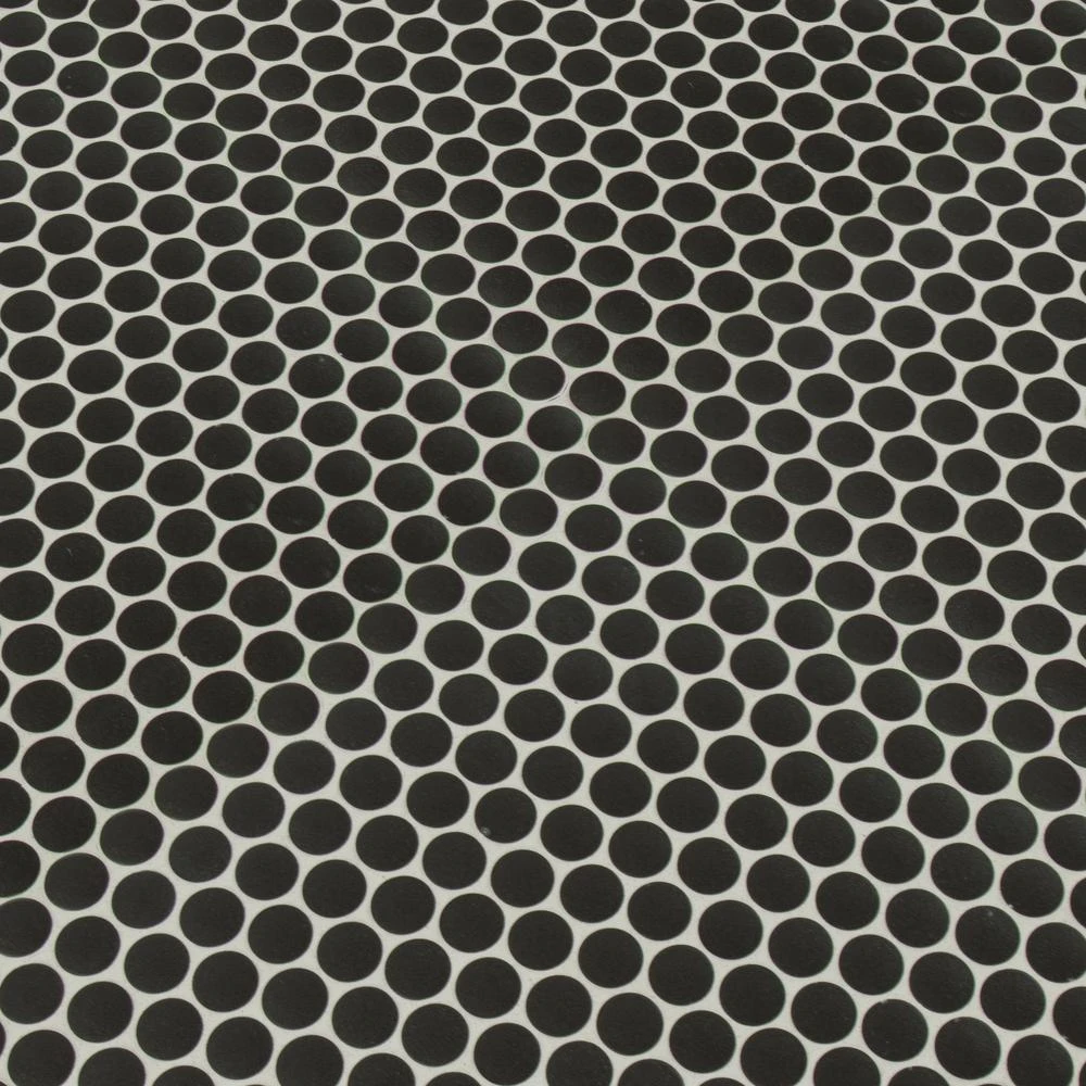 MSI Penny Round Nero 12.32 In. X 11.38 In. X 6mm Matte Porcelain Mesh-Mounted Mosaic Tile (14.4 Sq. Ft./case) 4 MSI Penny Round Nero 12.32 In. X 11.38 In. X 6mm Matte Porcelain Mesh-Mounted Mosaic Tile (14.4 Sq. Ft./case) - Image 4