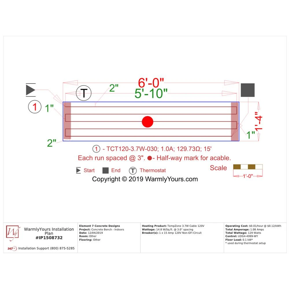 WarmlyYours 30 Ft. Cable System With Touch Screen Thermostat 5 WarmlyYours 30 Ft. Cable System With Touch Screen Thermostat - Image 5