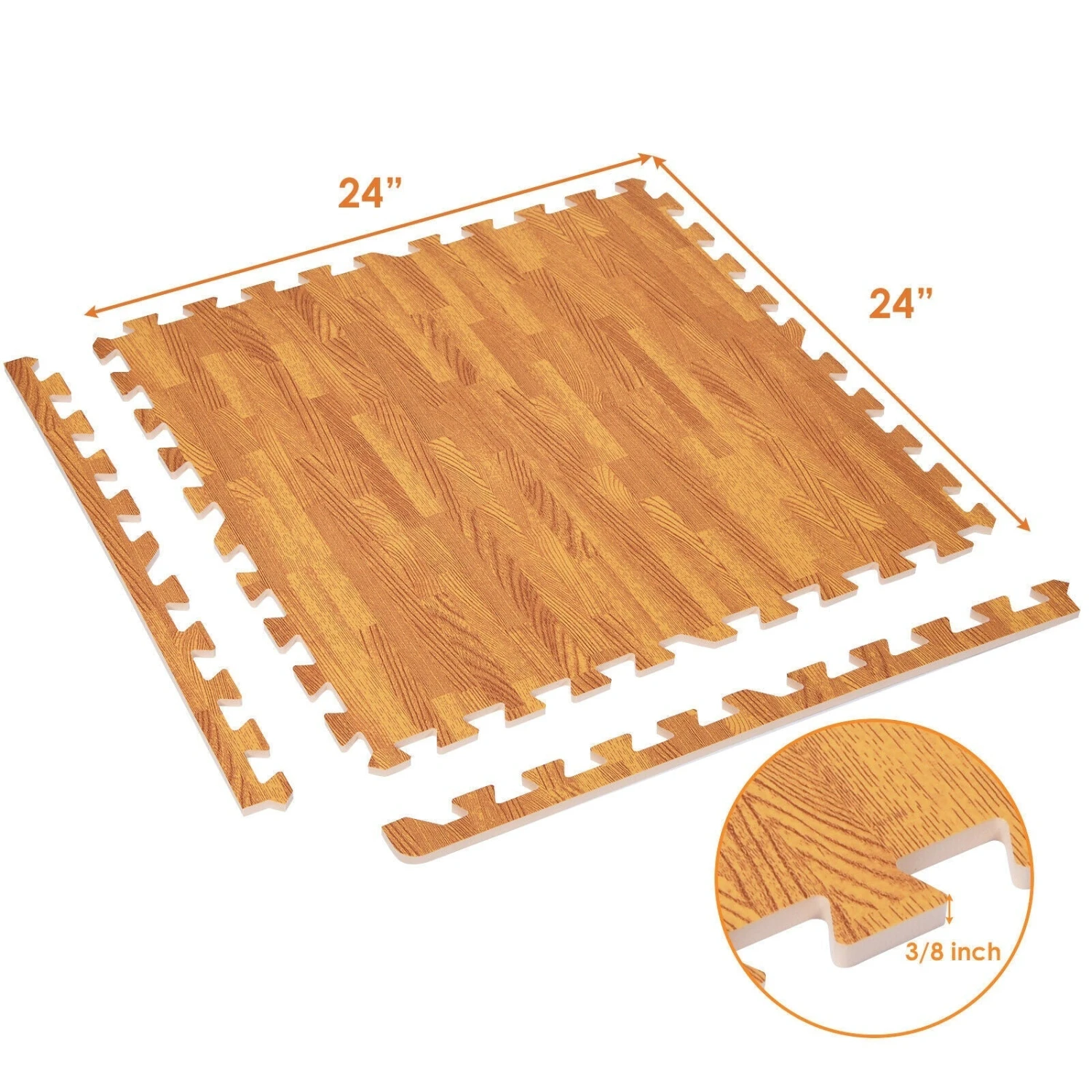 Gymax 12 Pieces EVA Foam Floor Interlocking Tile Mat W/ Natural Wood Grain 2 Gymax 12 Pieces EVA Foam Floor Interlocking Tile Mat W/ Natural Wood Grain - Image 2