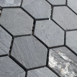 Merola Tile Crag Hexagon Black 11-1/8 In. X 11-1/8 In. X 8 Mm Slate Mosaic Tile -Floor Promotion Store 14baf917dd5b82cbbd494379117d1237 1800x1800
