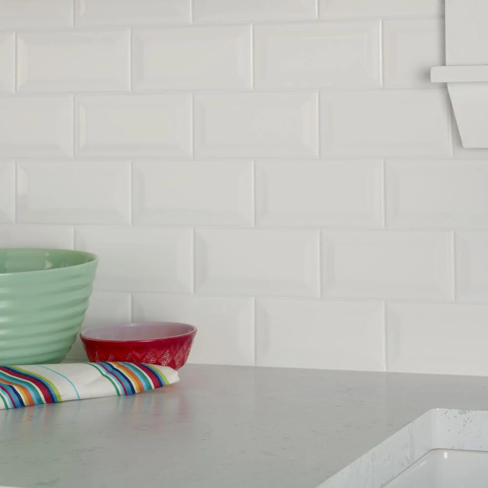 Daltile Restore 3 In. X 6 In. Ceramic Bevel Bright White Subway Tile (10 Sq. Ft. / Case) 3 Daltile Restore 3 In. X 6 In. Ceramic Bevel Bright White Subway Tile (10 Sq. Ft. / Case) - Image 3