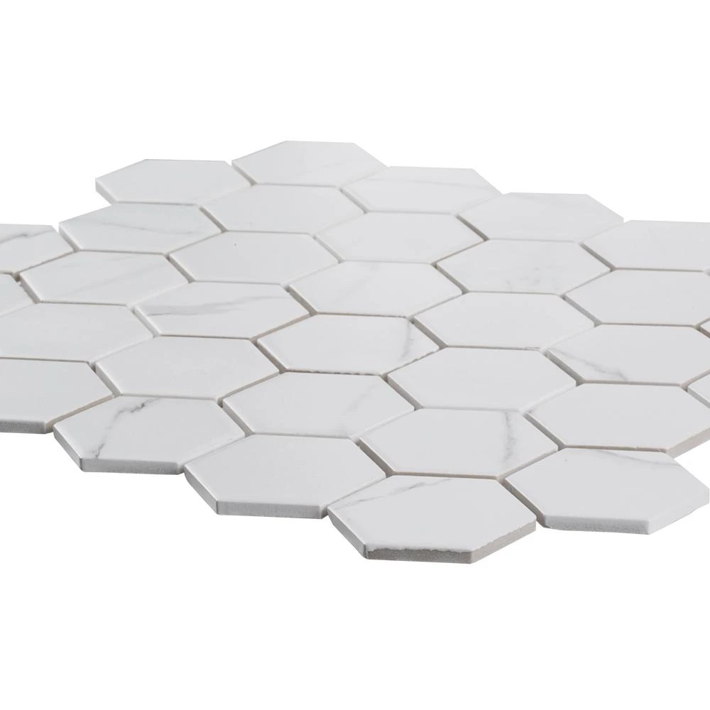 Jeffrey Court Whisper Valley White 11 In. X 12.687 In. X 6 Mm Hexagon Matte Porcelain Wall And Floor Mosaic Tile 3 Jeffrey Court Whisper Valley White 11 In. X 12.687 In. X 6 Mm Hexagon Matte Porcelain Wall And Floor Mosaic Tile - Image 3