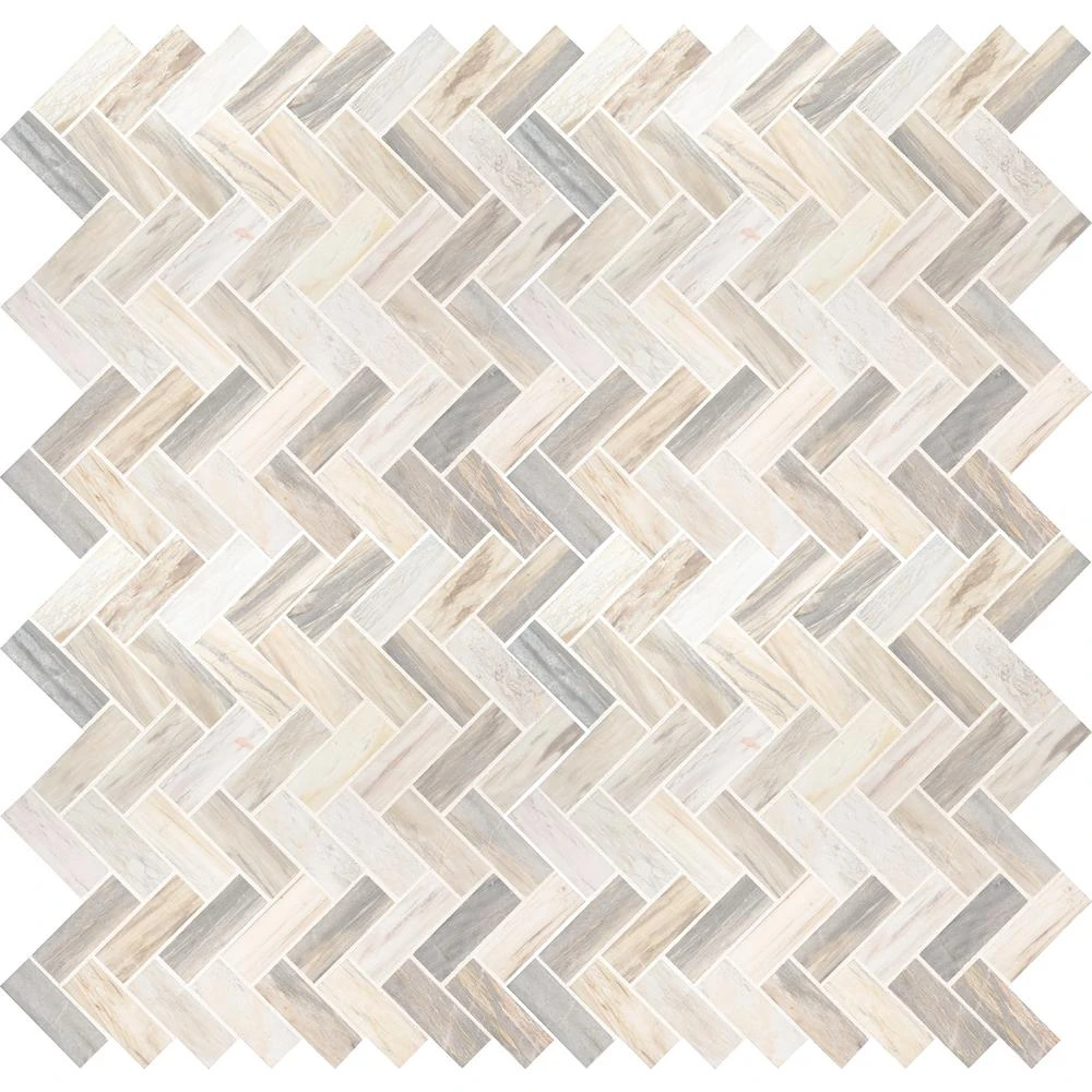 MSI Angora Herringbone 12 In. X 12 In. X 10mm Polished Marble Mesh-Mounted Mosaic Tile (10 Sq. Ft. / Case) 3 MSI Angora Herringbone 12 In. X 12 In. X 10mm Polished Marble Mesh-Mounted Mosaic Tile (10 Sq. Ft. / Case) - Image 3
