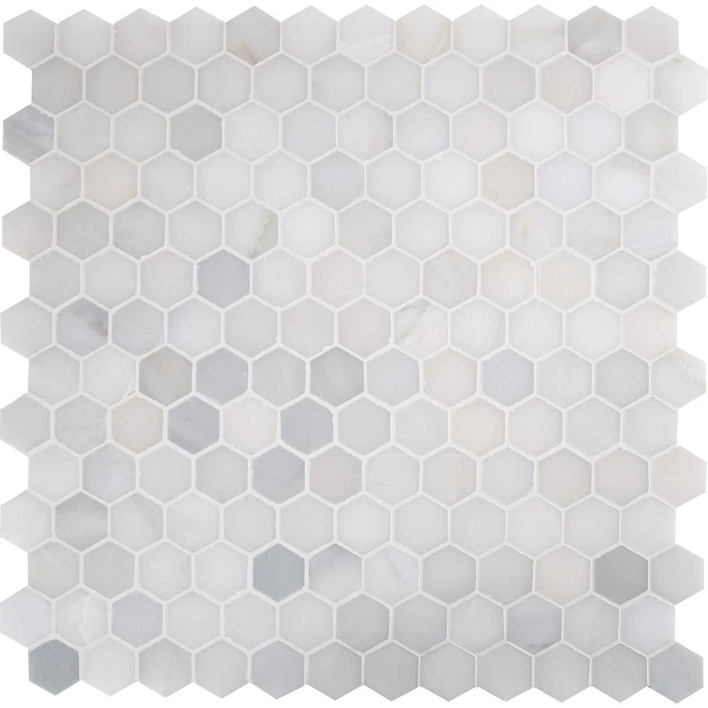 MSI Greecian White Hexagon 12 In. X 11.75 In. X 10mm Polished Marble Mesh-Mounted Mosaic Tile (9.8 Sq. Ft. / Case) 3 MSI Greecian White Hexagon 12 In. X 11.75 In. X 10mm Polished Marble Mesh-Mounted Mosaic Tile (9.8 Sq. Ft. / Case) - Image 3