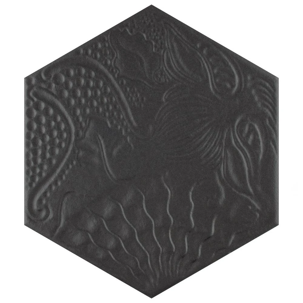 Merola Tile Gaudi Hex Black 8-5/8 In. X 9-7/8 In. Porcelain Floor And Wall Tile (11.56 Sq. Ft. / Case) 8 Merola Tile Gaudi Hex Black 8-5/8 In. X 9-7/8 In. Porcelain Floor And Wall Tile (11.56 Sq. Ft. / Case) - Image 8