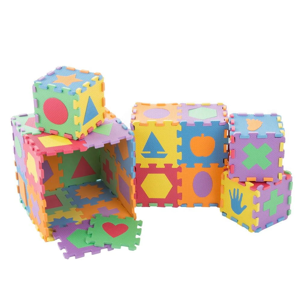 Hey! Play! Multi-Colored 6.5 In. X 6.5 In. X 0.25 In. Interlocking EVA Foam Shapes Puzzle Floor Tile (56-Pack) 4 Hey! Play! Multi-Colored 6.5 In. X 6.5 In. X 0.25 In. Interlocking EVA Foam Shapes Puzzle Floor Tile (56-Pack) - Image 4