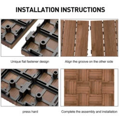 Topeakmart 12''x12''Interlocking Wood Flooring Tiles Indoor & Outdoor For Patio Garden Deck Poolside Pack Of 27 Natural Wood -Floor Promotion Store 2569b172 cf74 4682 9337 e75f137d5a9a 1.3224f462a1891f093bb659bf15f34f17 1800x1800