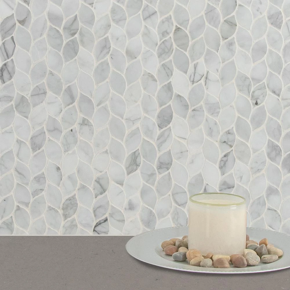 MSI Calacatta Blanco 12 In. X 13 In. X 10mm Polished Marble Mesh-Mounted Mosaic Tile (10.80 Sq. Ft./case) 8 MSI Calacatta Blanco 12 In. X 13 In. X 10mm Polished Marble Mesh-Mounted Mosaic Tile (10.80 Sq. Ft./case) - Image 8