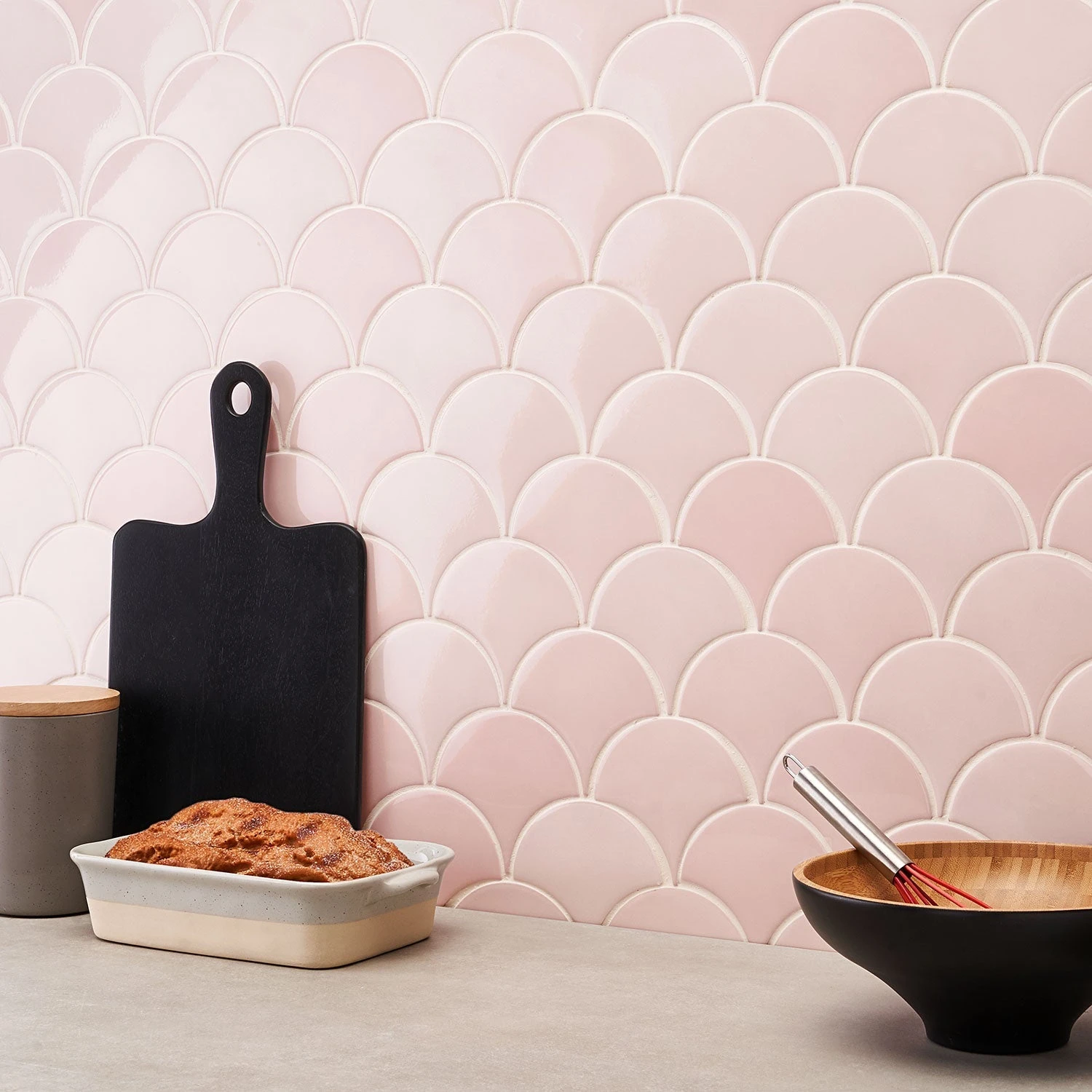 Bond Tile Riptide Rose 2.44 In. X 5 In. Fish Scale Polished Ceramic Wall Tile (48 Pieces 4.06 Sq. Ft. / Case) 5 Bond Tile Riptide Rose 2.44 In. X 5 In. Fish Scale Polished Ceramic Wall Tile (48 Pieces 4.06 Sq. Ft. / Case) - Image 5