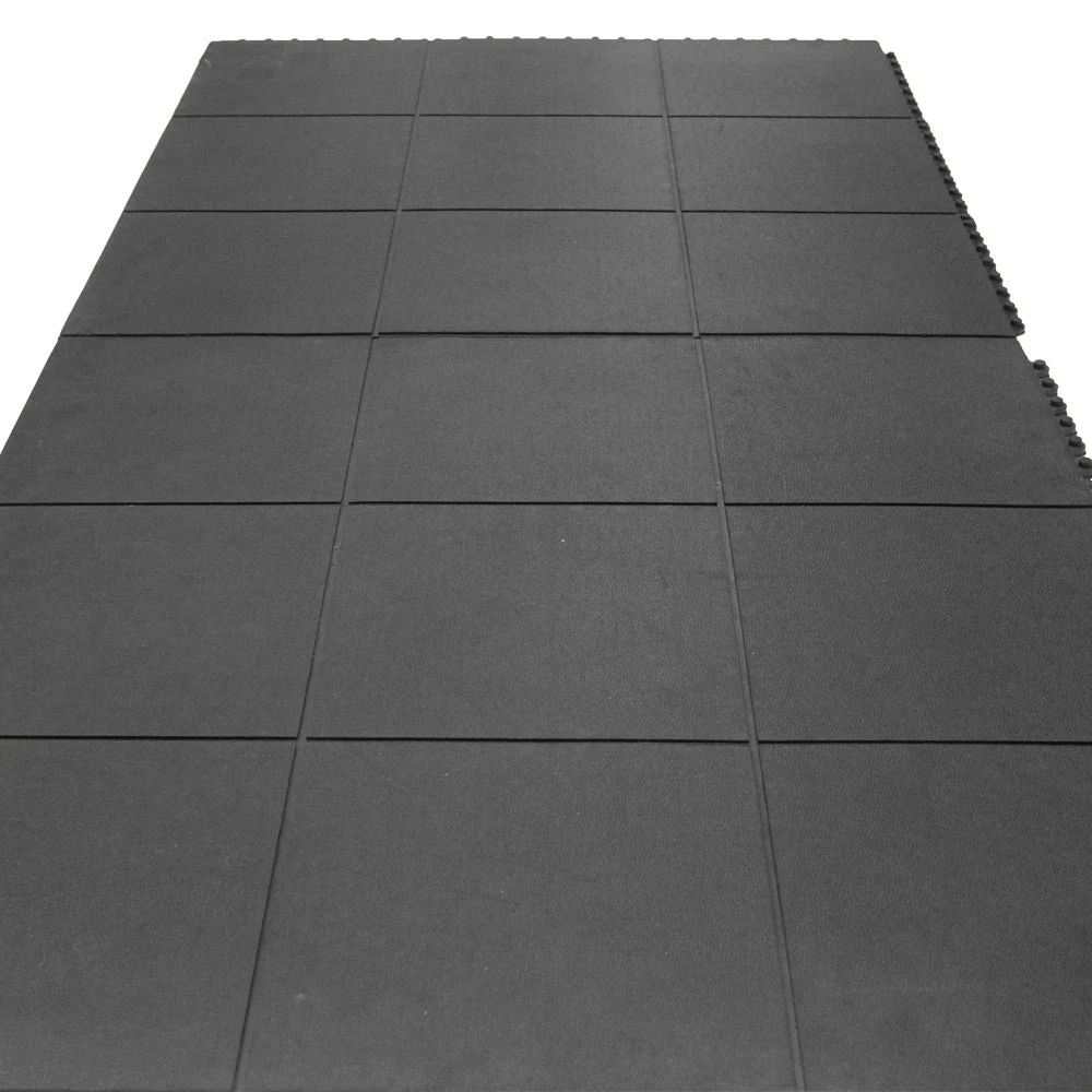 Rubber-Cal "Revolution" Interlocking Rubber Floor - 5/8 In X 36 In X 36 In - Rubber Tiles - 2 Pack - Black 4 Rubber-Cal "Revolution" Interlocking Rubber Floor - 5/8 In X 36 In X 36 In - Rubber Tiles - 2 Pack - Black - Image 4