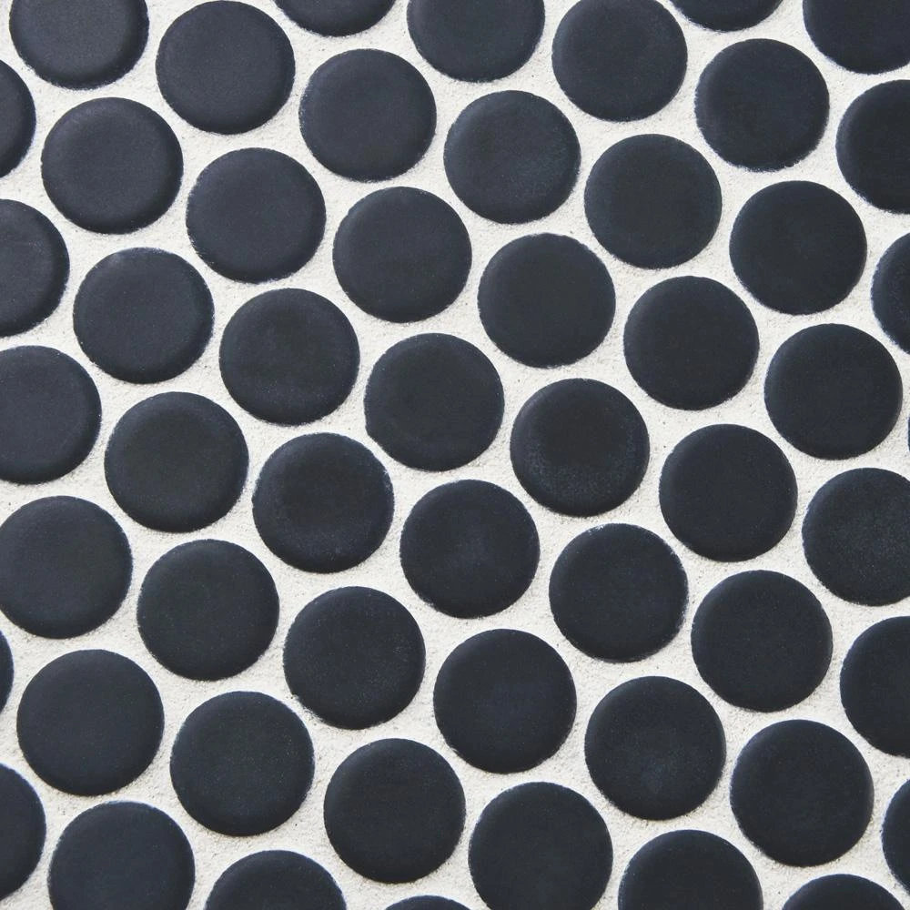 Merola Tile Hudson Penny Round Matte Black 12 In. X 12-5/8 In. X 5 Mm Porcelain Mosaic Tile (10.74 Sq. Ft. / Case) 4 Merola Tile Hudson Penny Round Matte Black 12 In. X 12-5/8 In. X 5 Mm Porcelain Mosaic Tile (10.74 Sq. Ft. / Case) - Image 4