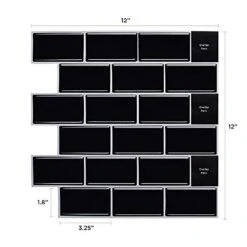 Subway Black 12 In. W X 12 In. H Peel And Stick Decorative Mosaic Wall Tile Backsplash (5 Tiles) 11 Subway Black 12 In. W X 12 In. H Peel And Stick Decorative Mosaic Wall Tile Backsplash (5 Tiles) -Floor Promotion Store 2b0e40d5107f41cae0da1414c0d4d69e 1800x1800