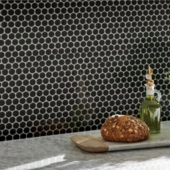 MSI Penny Round Nero 12.32 In. X 11.38 In. X 6mm Matte Porcelain Mesh-Mounted Mosaic Tile (14.4 Sq. Ft./case) 21 MSI Penny Round Nero 12.32 In. X 11.38 In. X 6mm Matte Porcelain Mesh-Mounted Mosaic Tile (14.4 Sq. Ft./case) -Floor Promotion Store 308f637f3845b136e62fc61503bb1cc6 1800x1800