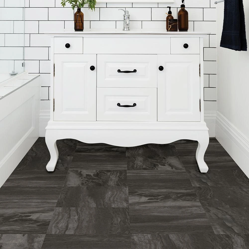 FloorPops Raven 12 In. W X 12 In. L Peel And Stick Floor Vinyl Tiles (20 Tiles, 20 Sq. Ft. Case) 2 FloorPops Raven 12 In. W X 12 In. L Peel And Stick Floor Vinyl Tiles (20 Tiles, 20 Sq. Ft. Case) - Image 2