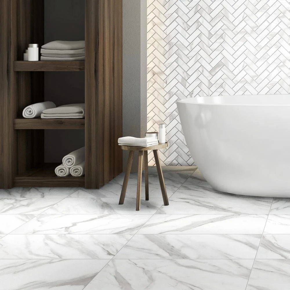 Florida Tile Home Collection Avante Bianco 12 In. X 15 In. X 9 Mm Porcelain Herringbone Mosaic Tile (5.65 Sq. Ft. / Case) 2 Florida Tile Home Collection Avante Bianco 12 In. X 15 In. X 9 Mm Porcelain Herringbone Mosaic Tile (5.65 Sq. Ft. / Case) - Image 2