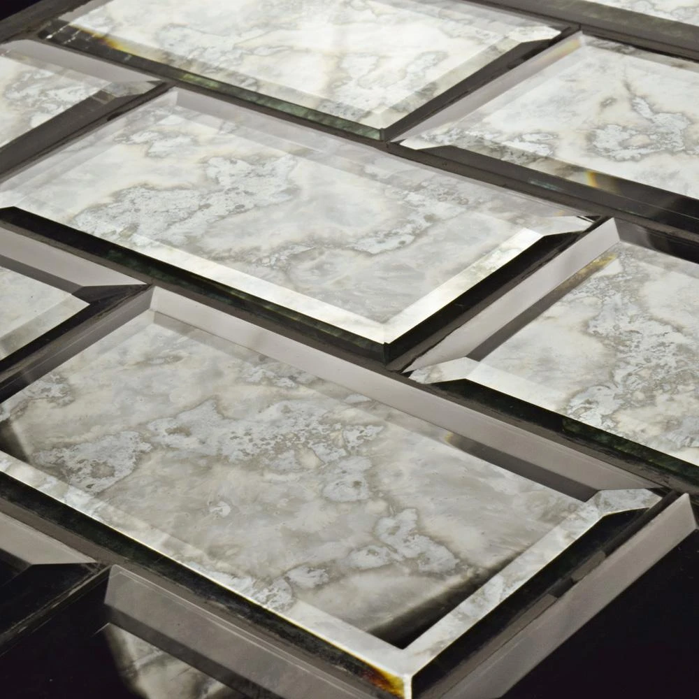 Merola Tile Lustre Beveled Antique Mirror 3 In. X 6 In. Glass Subway Wall Tile (10.95 Sq. Ft. / Case) 6 Merola Tile Lustre Beveled Antique Mirror 3 In. X 6 In. Glass Subway Wall Tile (10.95 Sq. Ft. / Case) - Image 6