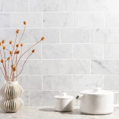 Ivy Hill Tile White Carrara 3 In. X 6 In. X 9mm Polished Marble Subway Tile (40 Pieces / 5 Sq. Ft. / Box) 10 Ivy Hill Tile White Carrara 3 In. X 6 In. X 9mm Polished Marble Subway Tile (40 Pieces / 5 Sq. Ft. / Box) -Floor Promotion Store 3a85eda5df011b2b60fc800a9a14d7f8 1800x1800