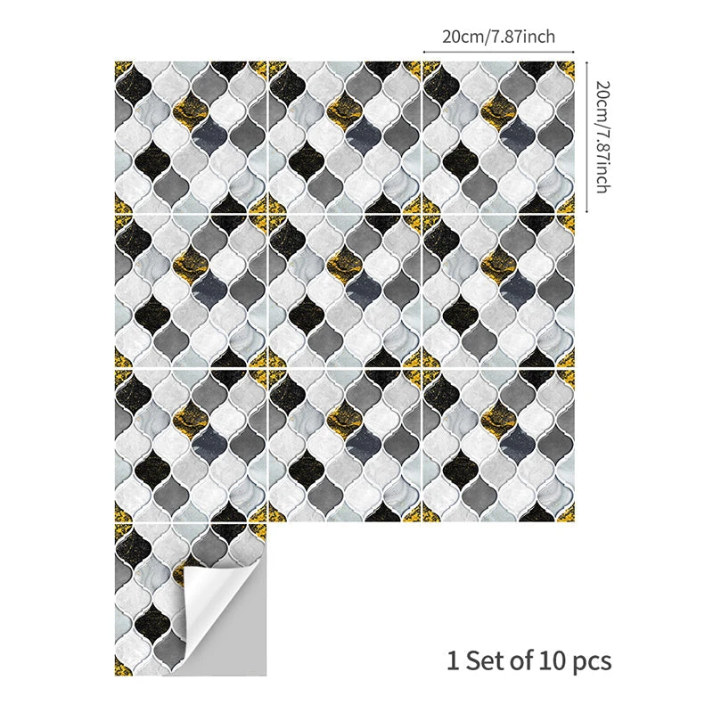 10Pcs Moroccan Tile Stickers Self-adhesive Wall Stickers Kitchen Bathroom Decor 3 10Pcs Moroccan Tile Stickers Self-adhesive Wall Stickers Kitchen Bathroom Decor - Image 3