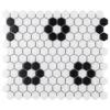 Merola Tile Metro Hex Matte White With Flower 10-1/4 In. X 11-3/4 In. X 6mm Porcelain Mosaic Tile (8.56 Sq. Ft. / Case)