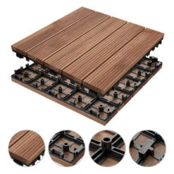 Topeakmart 12''x12''Interlocking Wood Flooring Tiles Indoor & Outdoor For Patio Garden Deck Poolside Pack Of 27 Natural Wood -Floor Promotion Store 43912281 14c5 4335 8edf 1cf76150f4c7 1.6470963306529f7902c212c88521c6e7 1800x1800