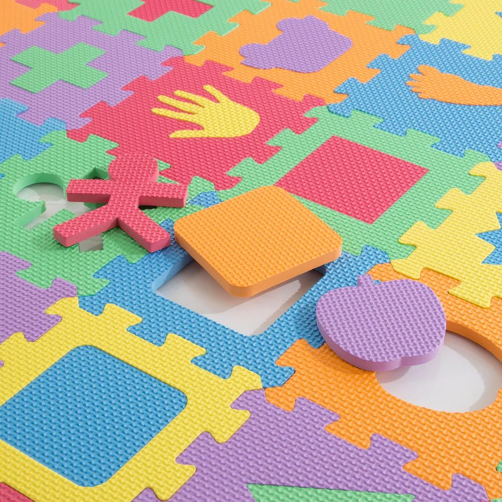 Hey! Play! Multi-Colored 6.5 In. X 6.5 In. X 0.25 In. Interlocking EVA Foam Shapes Puzzle Floor Tile (56-Pack) 2 Hey! Play! Multi-Colored 6.5 In. X 6.5 In. X 0.25 In. Interlocking EVA Foam Shapes Puzzle Floor Tile (56-Pack) - Image 2