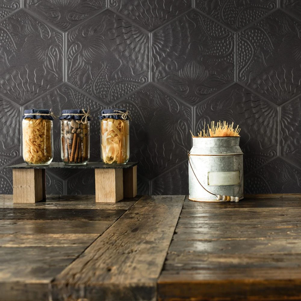 Merola Tile Gaudi Hex Black 8-5/8 In. X 9-7/8 In. Porcelain Floor And Wall Tile (11.56 Sq. Ft. / Case) 14 Merola Tile Gaudi Hex Black 8-5/8 In. X 9-7/8 In. Porcelain Floor And Wall Tile (11.56 Sq. Ft. / Case) - Image 14