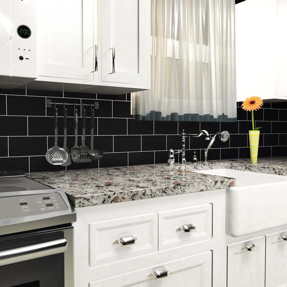 Merola Tile Projectos 7-3/4 In. X 3-7/8 In. Preto Matte Ceramic Subway Floor And Wall Subway Tile (11.46 Sq. Ft. / Case) 2 Merola Tile Projectos 7-3/4 In. X 3-7/8 In. Preto Matte Ceramic Subway Floor And Wall Subway Tile (11.46 Sq. Ft. / Case) - Image 2