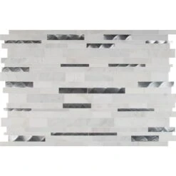 MSI Moderno Blanco Interlocking 12 In. X 18 In. X 8 Mm Metal Stone Blend Mesh-Mounted Mosaic Tile (15 Sq. Ft. / Case)