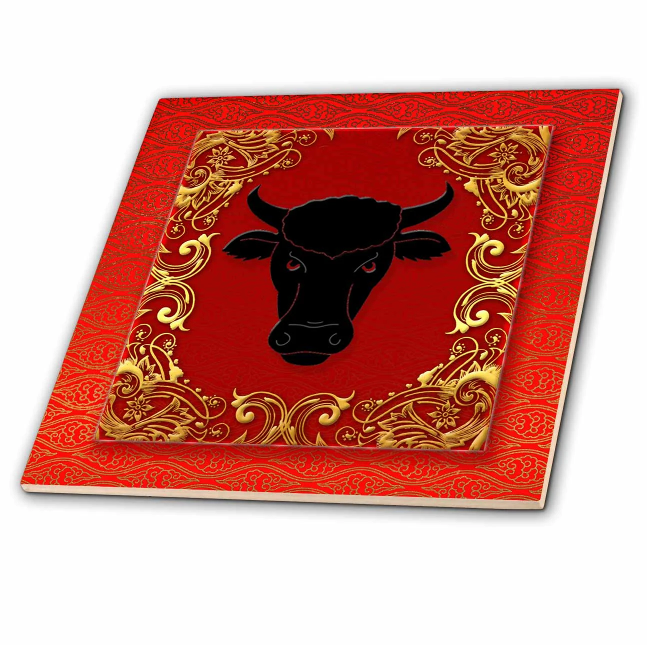 3dRose Chinese Zodiac Year Of The Ox Chinese New Year Red, Gold And Black - Ceramic Tile, 8-inch 1 3dRose Chinese Zodiac Year Of The Ox Chinese New Year Red, Gold And Black - Ceramic Tile, 8-inch
