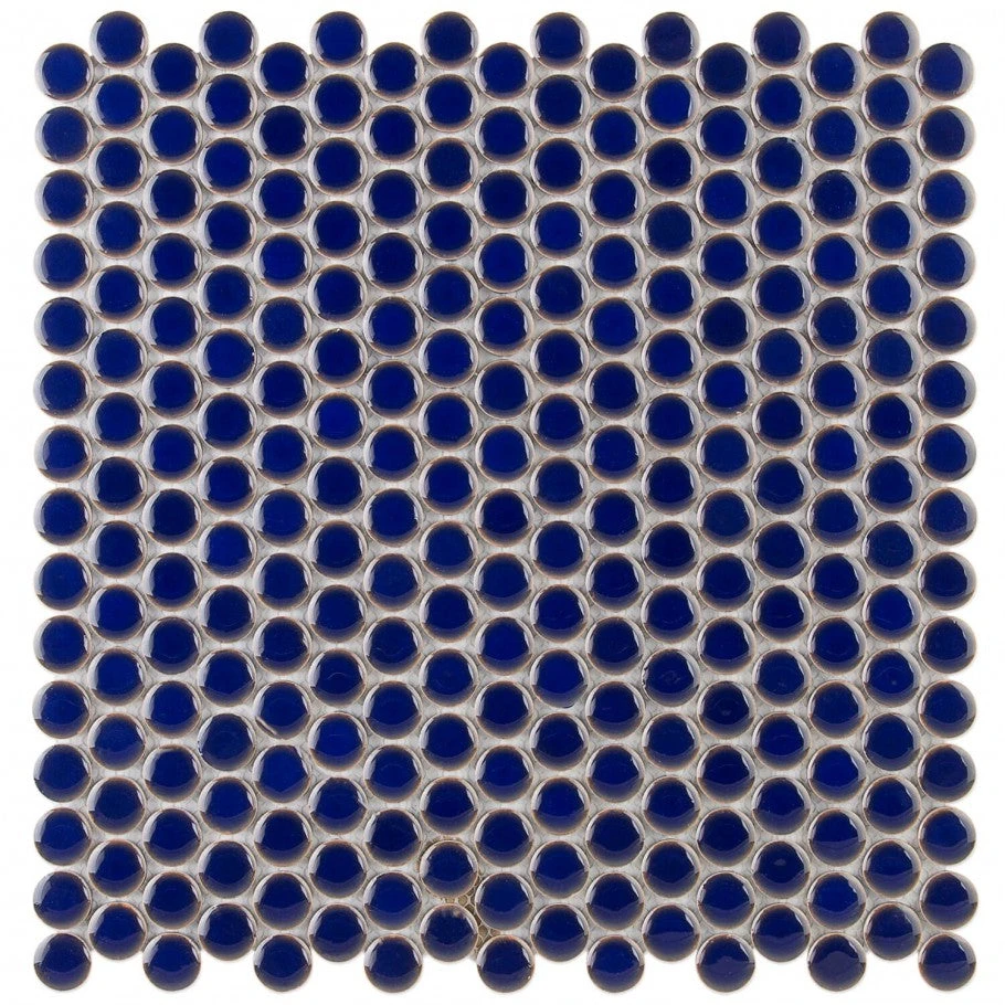 Denarius Penny Round Royal Blue Ceramic Polished Mosaic Tile 1 Denarius Penny Round Royal Blue Ceramic Polished Mosaic Tile
