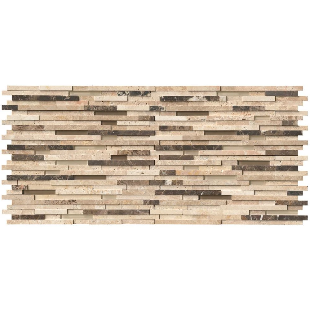 MSI Ashlar Rock Interlocking 8 In. X 18 In. X 8 Mm Glass And Stone Mesh-Mounted Mosaic Tile (1 Sq. Ft.) 3 MSI Ashlar Rock Interlocking 8 In. X 18 In. X 8 Mm Glass And Stone Mesh-Mounted Mosaic Tile (1 Sq. Ft.) - Image 3