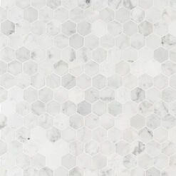 MSI Carrara White Hexagon 11.75 In. X 12 In. X 8mm Honed Marble Mesh-Mounted Mosaic Tile (9.8 Sq. Ft./case)