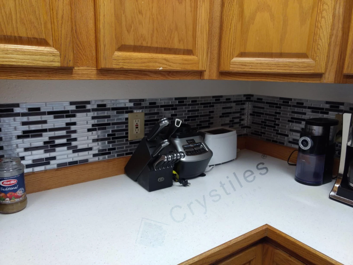 Crystiles Black, Deep Grey And Brushed Silver 12 In. X 12 In. Peel And Stick Vinyl Wall Tile Backsplash, "Pro" Series Thicker Version (4-Pack) 6 Crystiles Black, Deep Grey And Brushed Silver 12 In. X 12 In. Peel And Stick Vinyl Wall Tile Backsplash, "Pro" Series Thicker Version (4-Pack) - Image 6