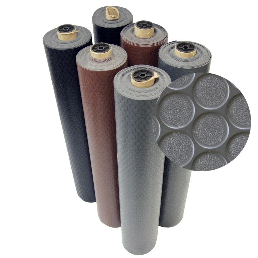 Rubber-Cal Coin Grip 4 Ft. X 13 Ft. Dark Grey Commercial Grade PVC Flooring 1 Rubber-Cal Coin Grip 4 Ft. X 13 Ft. Dark Grey Commercial Grade PVC Flooring