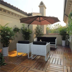 Topeakmart 12''x12''Interlocking Wood Flooring Tiles Indoor & Outdoor For Patio Garden Deck Poolside Pack Of 27 Natural Wood -Floor Promotion Store 6608518e cde2 4c5f a220 6693178071c9 1.c5a1114db53cad4ea641b6f02783ee66 1800x1800