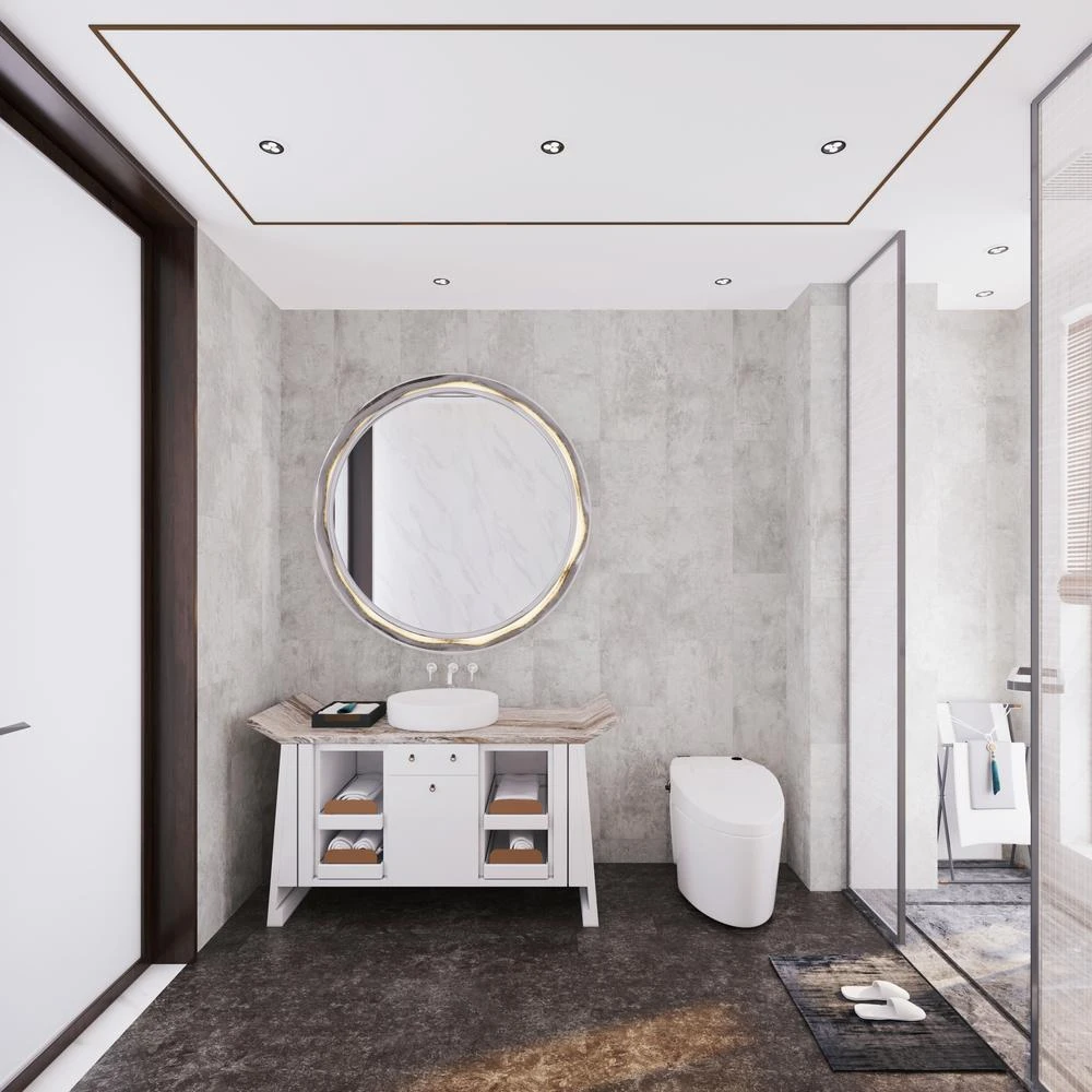 TrafficMASTER Telegrey Concrete 12 In. X 24 In. Luxury Vinyl Tile Peel And Stick Wall (18 Sq. Ft. / Case) 2 TrafficMASTER Telegrey Concrete 12 In. X 24 In. Luxury Vinyl Tile Peel And Stick Wall (18 Sq. Ft. / Case) - Image 2